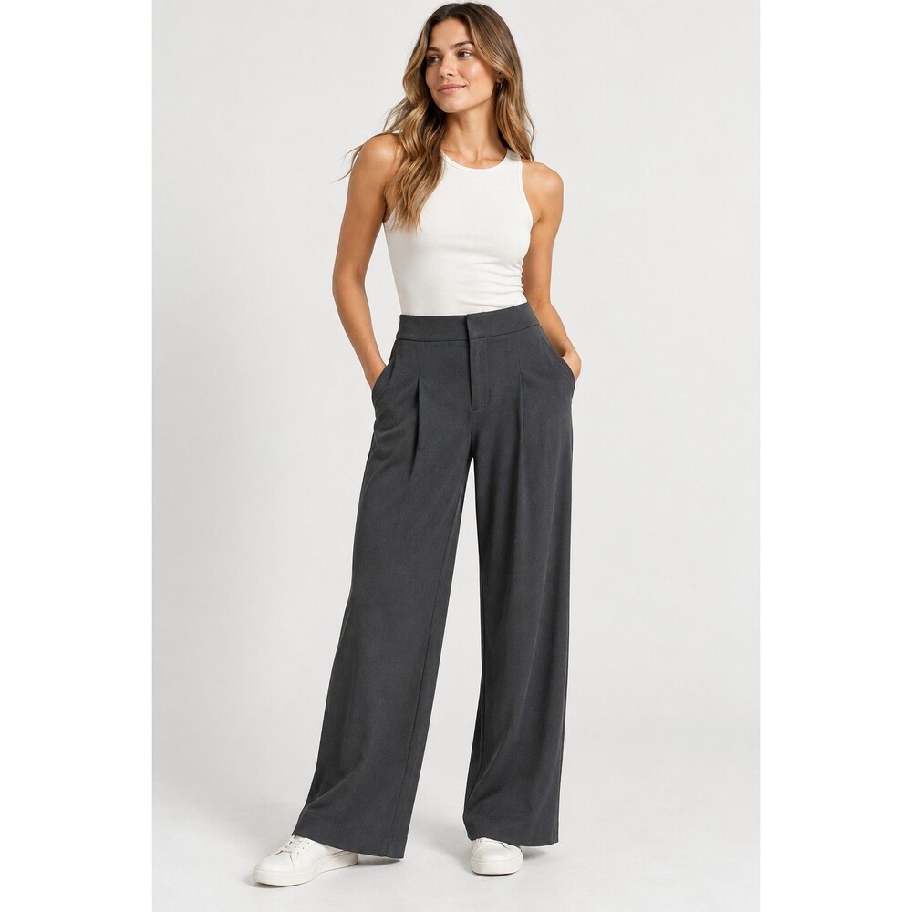 Athleta Pinnacle High Rise Trouser Pants Women’s 8 Gray Wide Leg Stretch